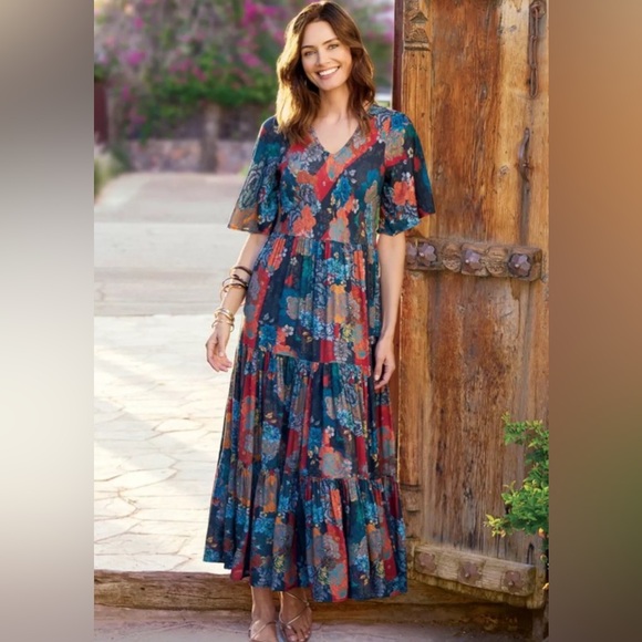 Soft Surroundings Multi-Colored Tiered Maxi Dress Medium - Picture 2 of 12